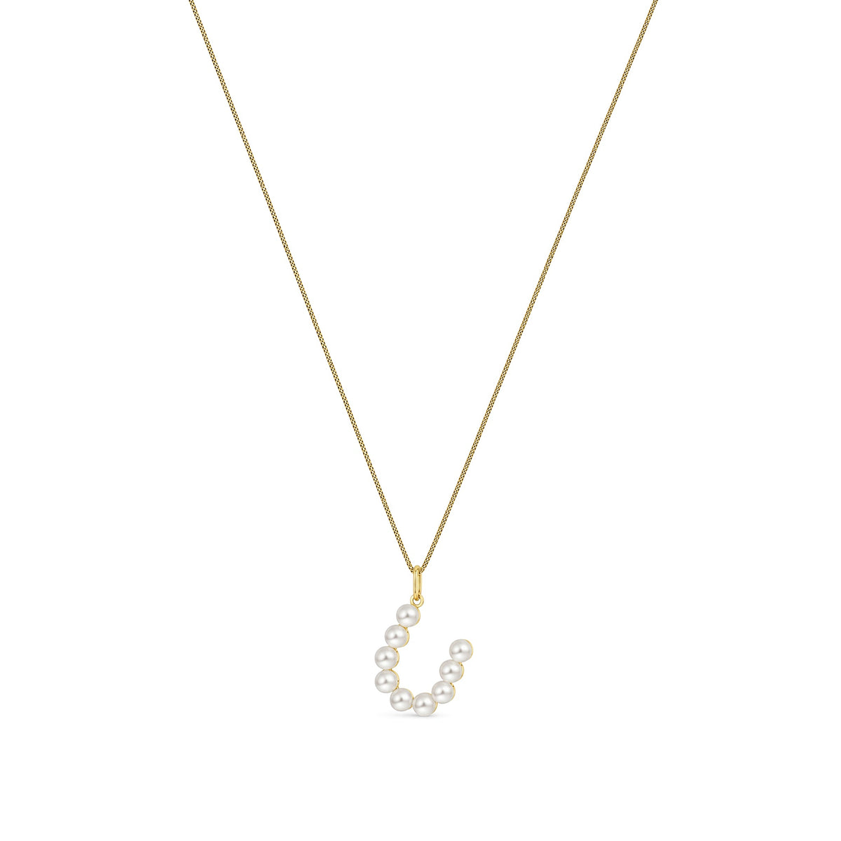 9ct Yellow Gold Freshwater Pearl Initial U Pendant