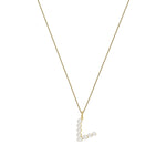 9ct Yellow Gold Freshwater Pearl Initial V Pendant
