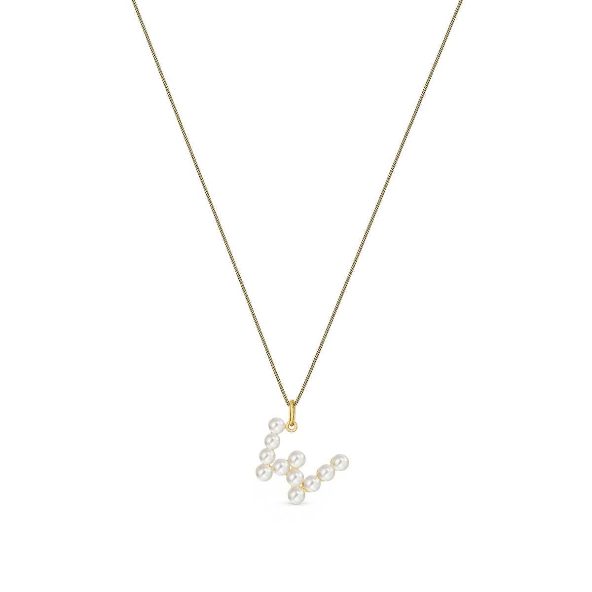 9ct Yellow Gold Freshwater Pearl Initial W Pendant