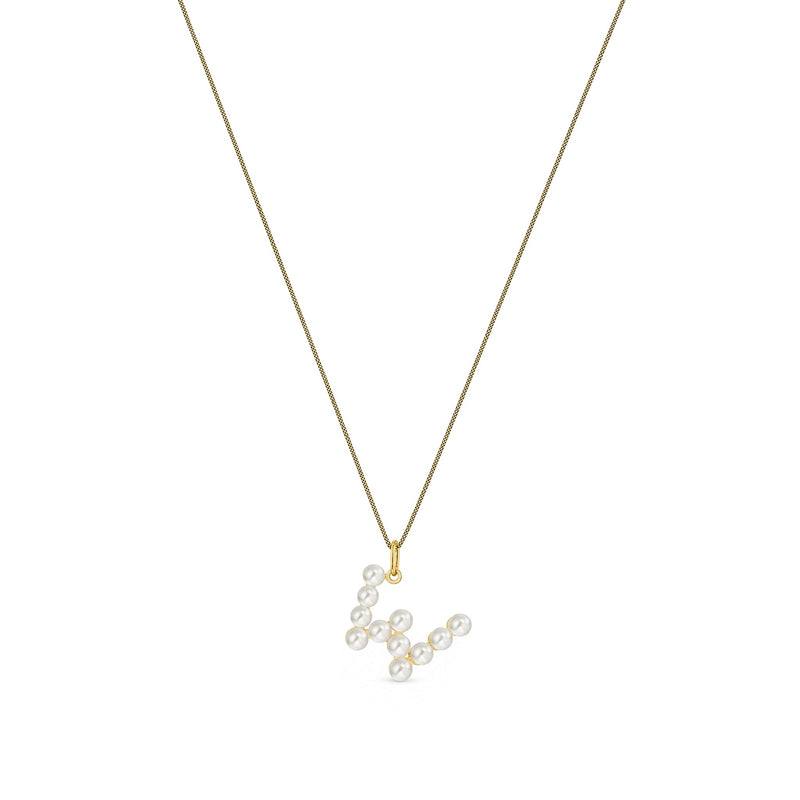 9ct Yellow Gold Freshwater Pearl Initial W Pendant