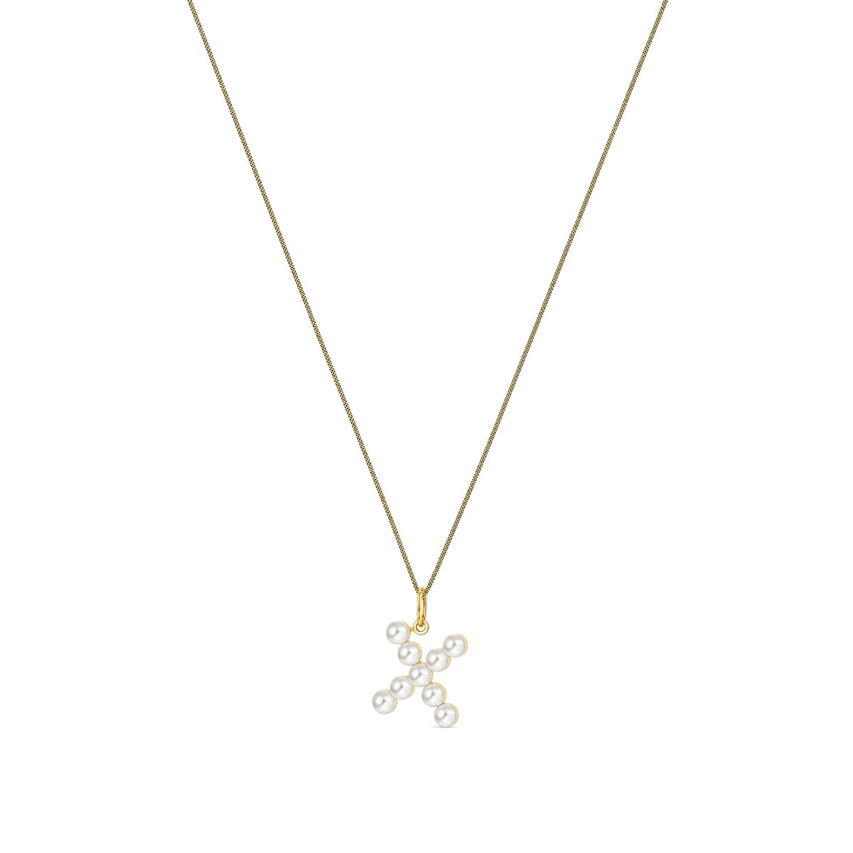 9ct Yellow Gold Freshwater Pearl Initial X Pendant
