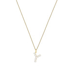 9ct Yellow Gold Freshwater Pearl Initial Y Pendant