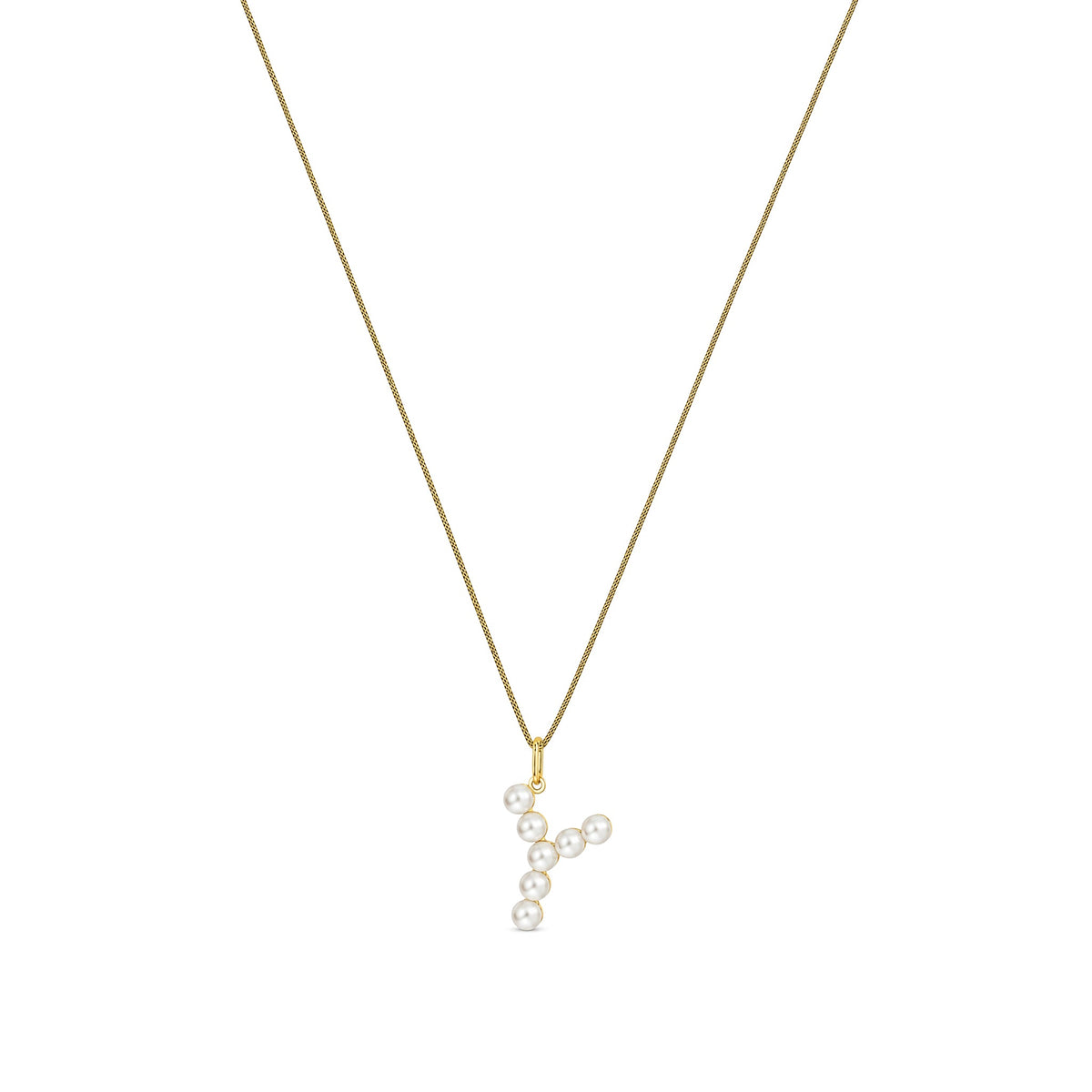 9ct Yellow Gold Freshwater Pearl Initial Y Pendant
