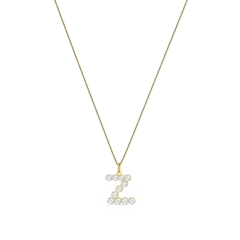 9ct Yellow Gold Freshwater Pearl Initial Z Pendant