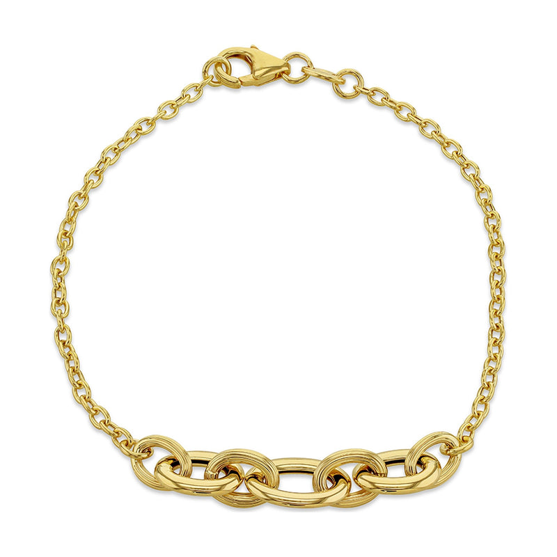 9ct Yellow Gold Graduated Curb Link Centre Bracelet