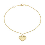 9ct Yellow Gold Heart Drop Bracelet