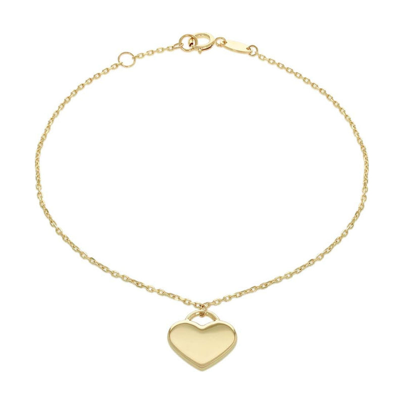9ct Yellow Gold Heart Drop Bracelet