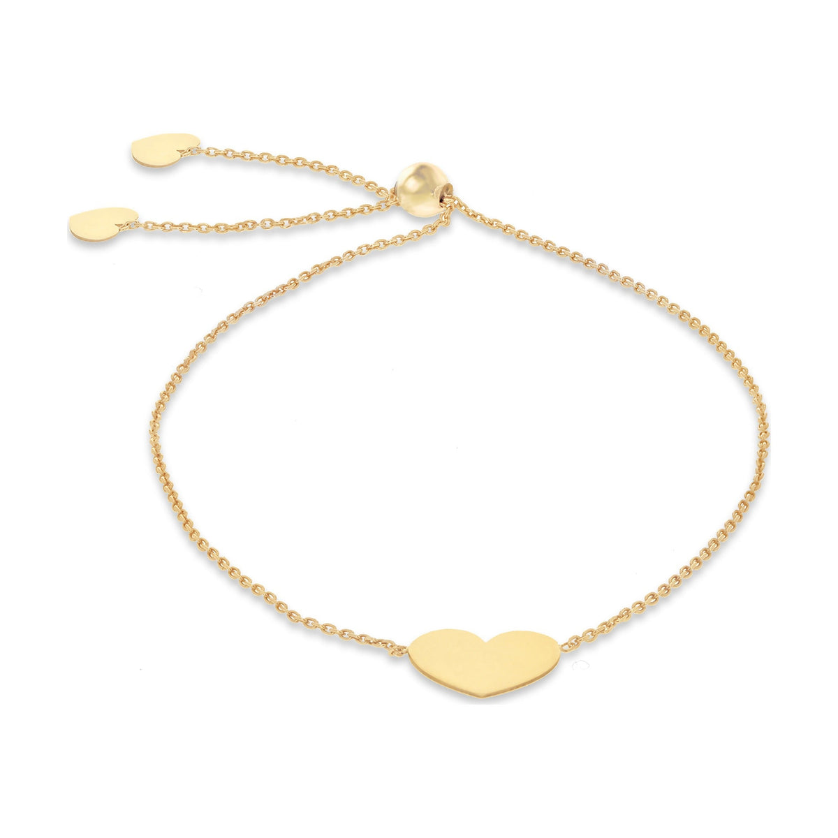 9ct Yellow Gold Heart Slider Bracelet