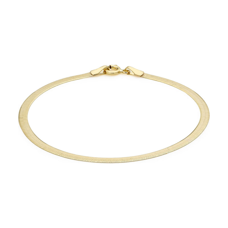 9ct Yellow Gold Herringbone Bracelet — 3mm