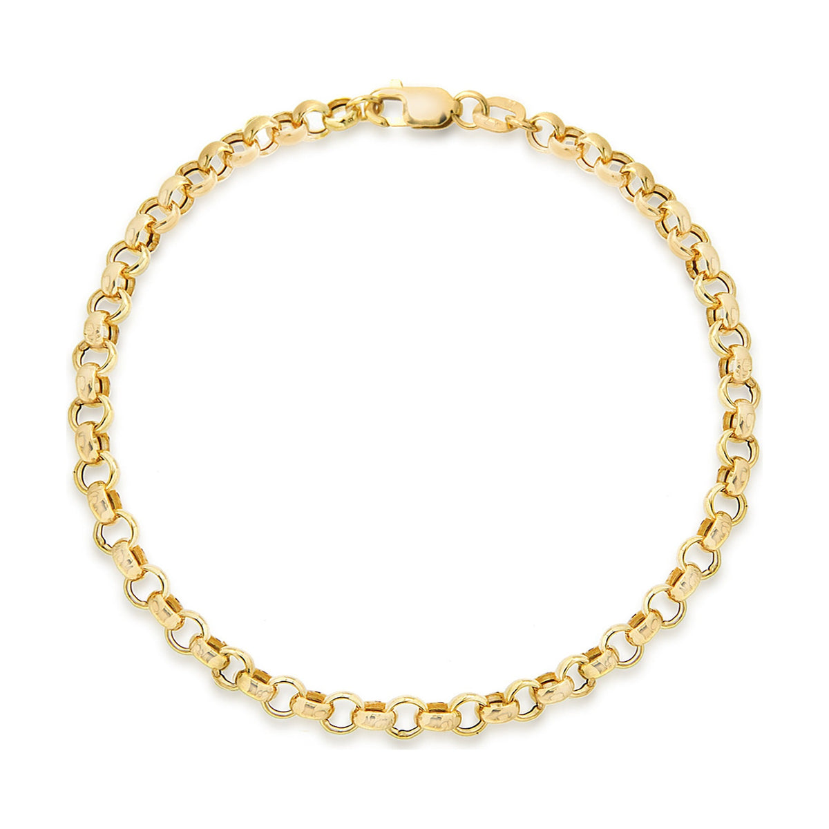 9ct Yellow Gold Hollow Belcher Bracelet — 3mm