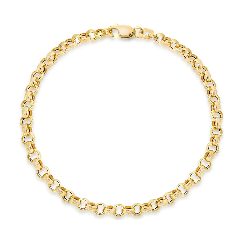 9ct Yellow Gold Hollow Belcher Bracelet — 3mm