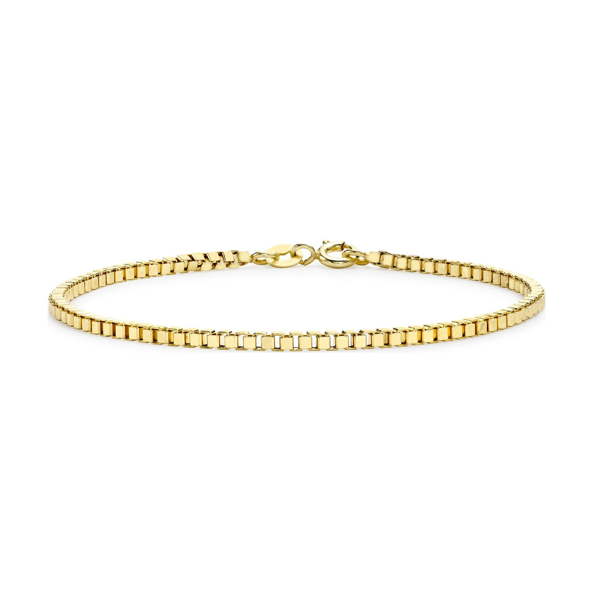 9ct Yellow Gold Hollow Box Chain Bracelet — 2mm