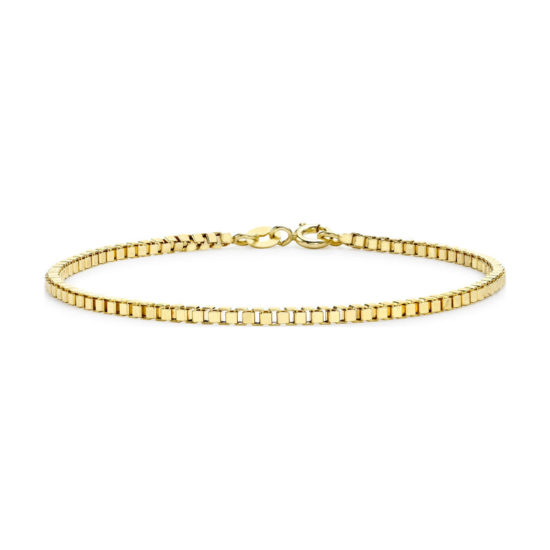 9ct Yellow Gold Hollow Box Chain Bracelet — 2mm