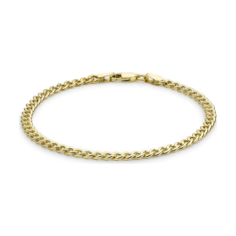 9ct Yellow Gold Hollow Curb Bracelet — 4mm