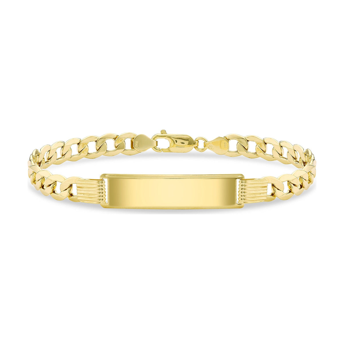 9ct Yellow Gold Hollow Curb ID Bracelet — 6.5mm