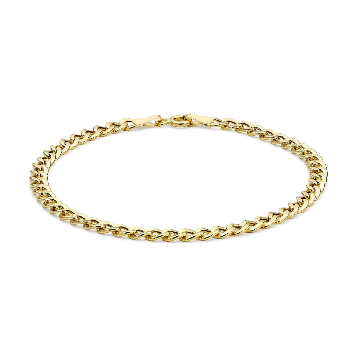 9ct Yellow Gold Hollow Flat Curb Bracelet — 4mm