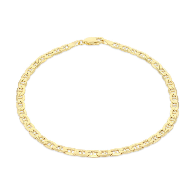 9ct Yellow Gold Hollow Mariner Link Bracelet — 4mm