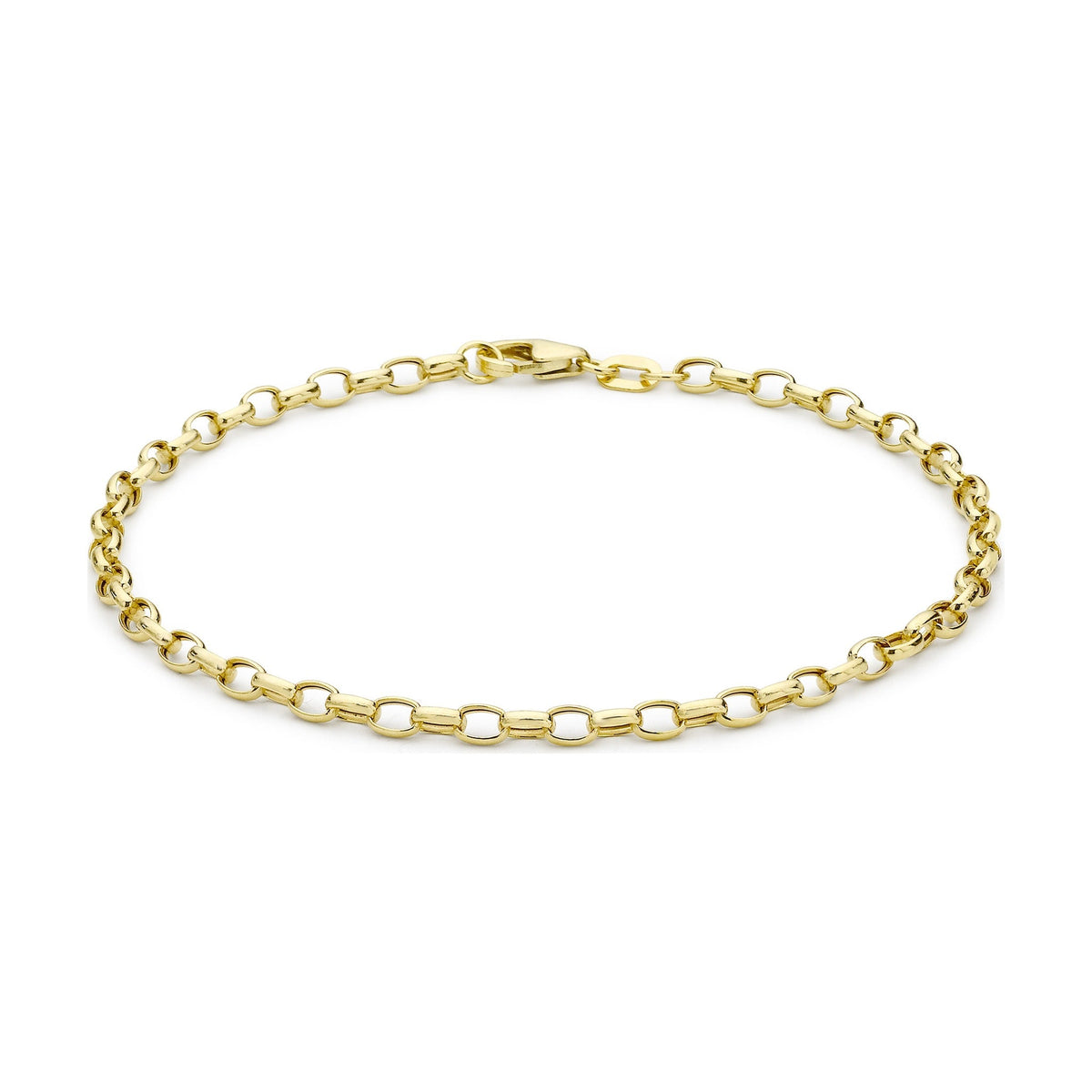 9ct Yellow Gold Hollow Oval Belcher Bracelet — 2.6mm