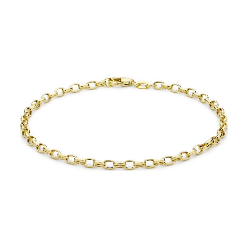 9ct Yellow Gold Hollow Oval Belcher Bracelet — 2.6mm