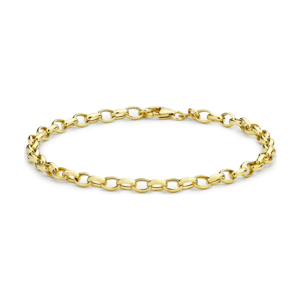 9ct Yellow Gold Hollow Oval Belcher Bracelet — 4mm