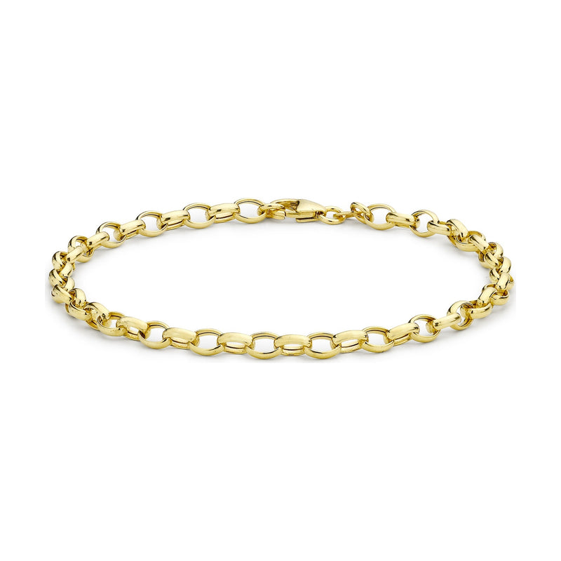 9ct Yellow Gold Hollow Oval Belcher Bracelet — 4mm