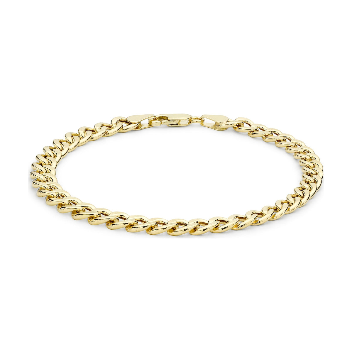 9ct Yellow Gold Hollow Oval Curb Bracelet — 6mm