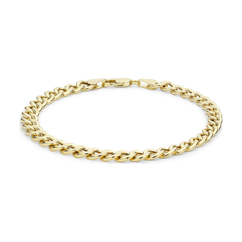 9ct Yellow Gold Hollow Oval Curb Bracelet — 6mm