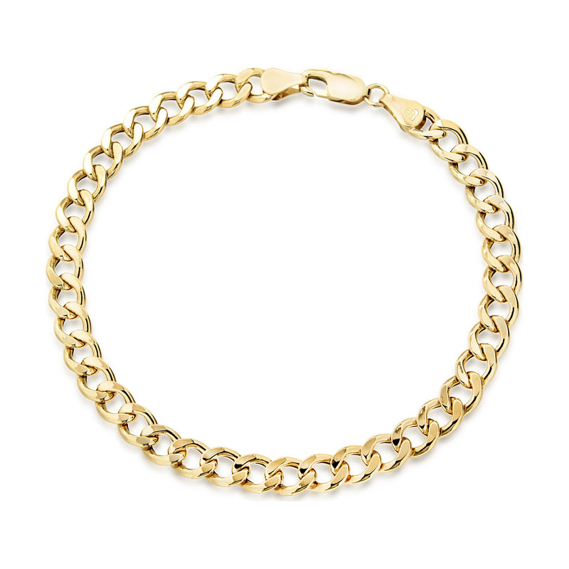 9ct Yellow Gold Hollow Oval Curb Bracelet — 6mm