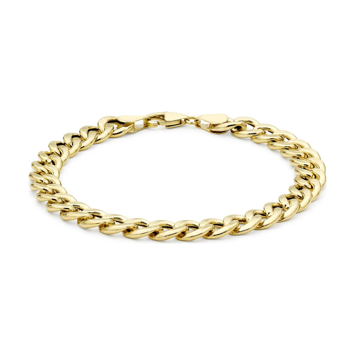 9ct Yellow Gold Hollow Oval Curb Bracelet — 8mm