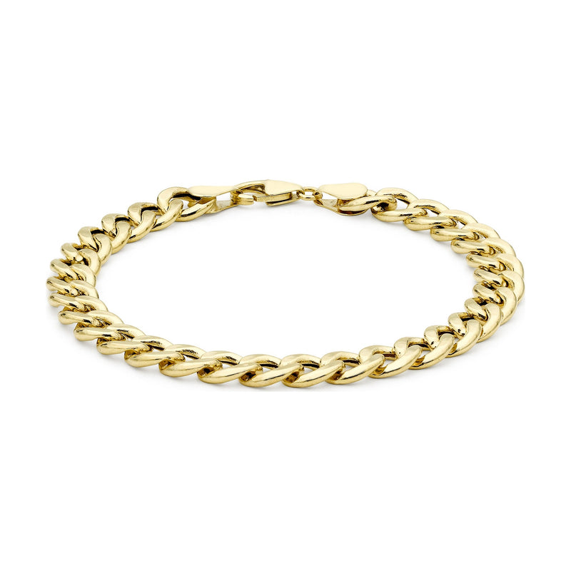 9ct Yellow Gold Hollow Oval Curb Bracelet — 8mm