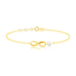 9ct Yellow Gold Infinity and Freshwater Pearl Bracelet