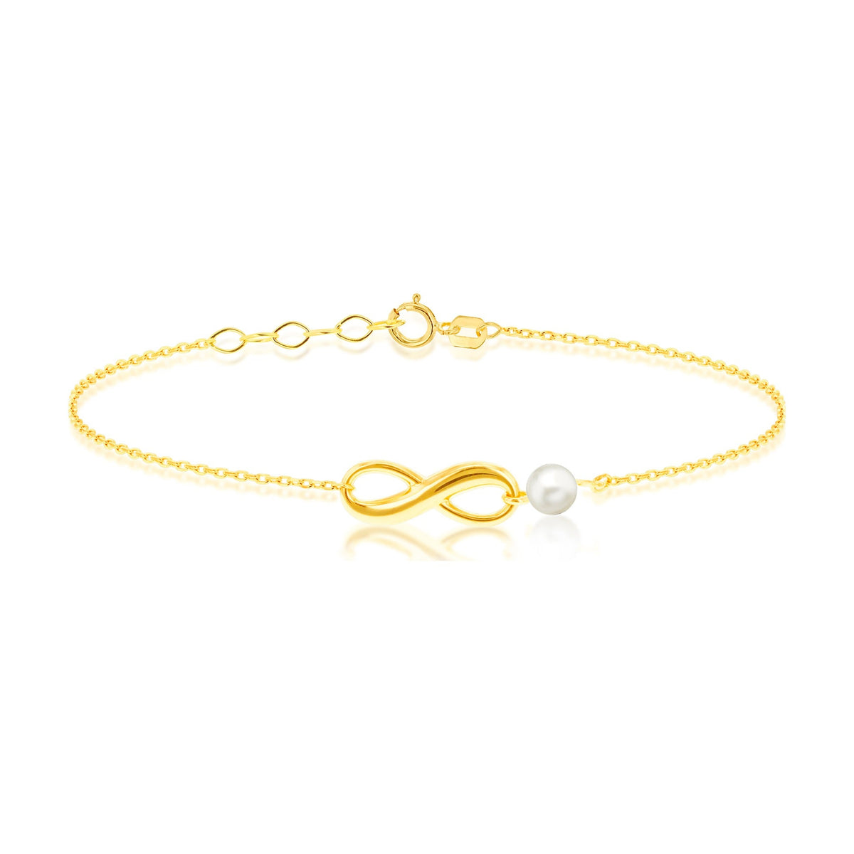 9ct Yellow Gold Infinity and Freshwater Pearl Bracelet