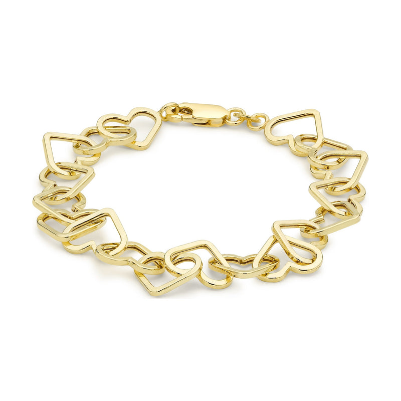 9ct Yellow Gold Interlinked Open Heart Bracelet