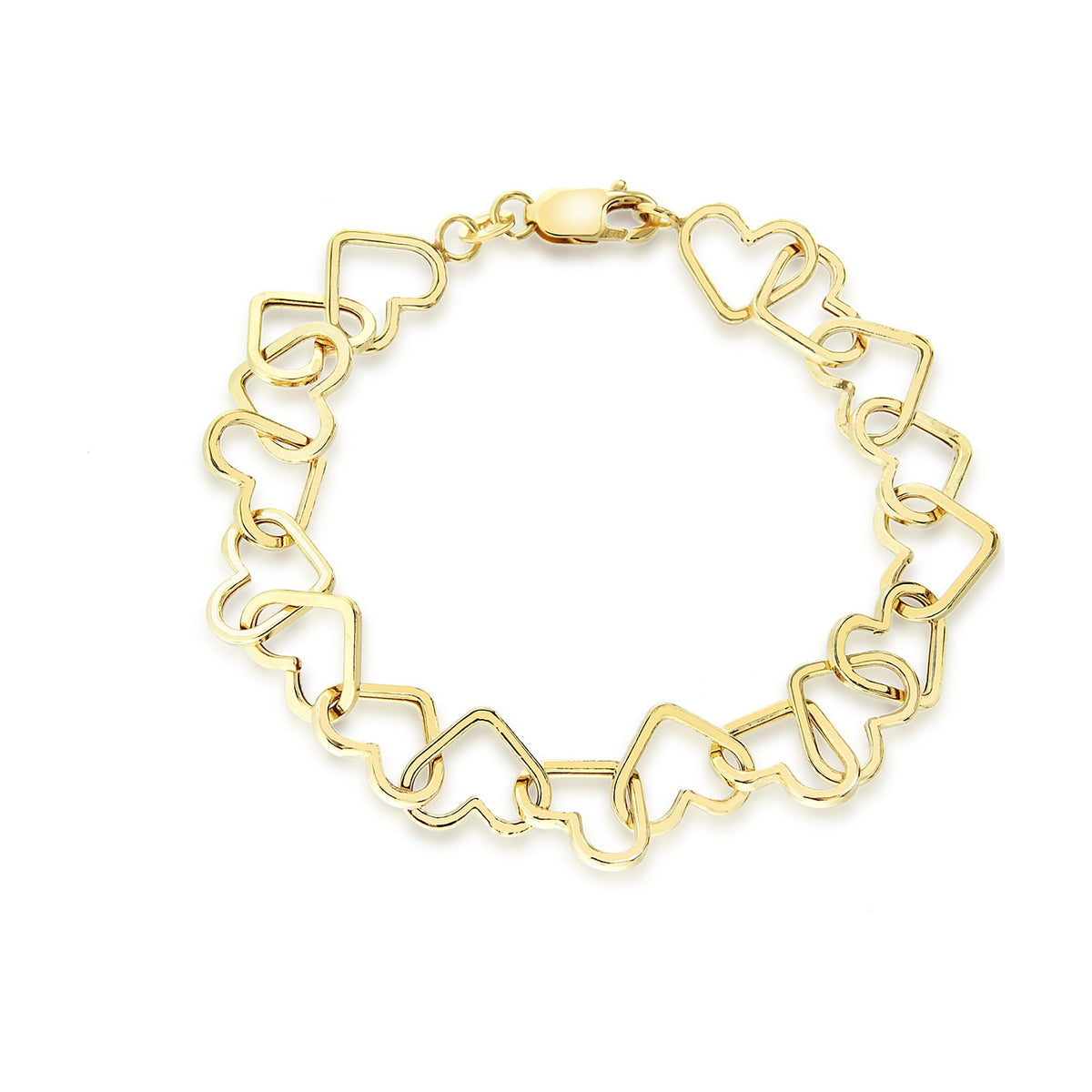 9ct Yellow Gold Interlinked Open Heart Bracelet