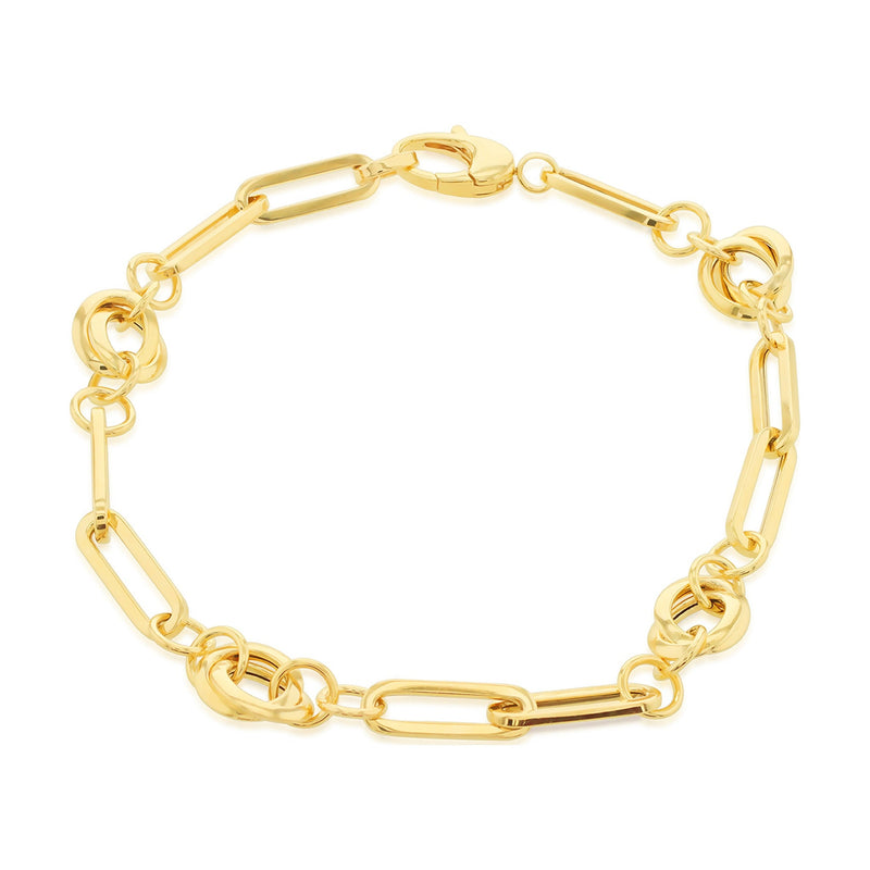 9ct Yellow Gold Knot and Paperclip Link Bracelet