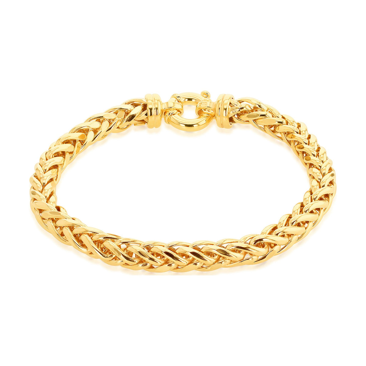 9ct Yellow Gold Large Square Spiga Bracelet — 5mm