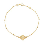9ct Yellow Gold Lattice Clover and Bead Bracelet