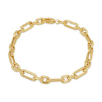 9ct Yellow Gold Long and Short Link Bracelet — 5mm