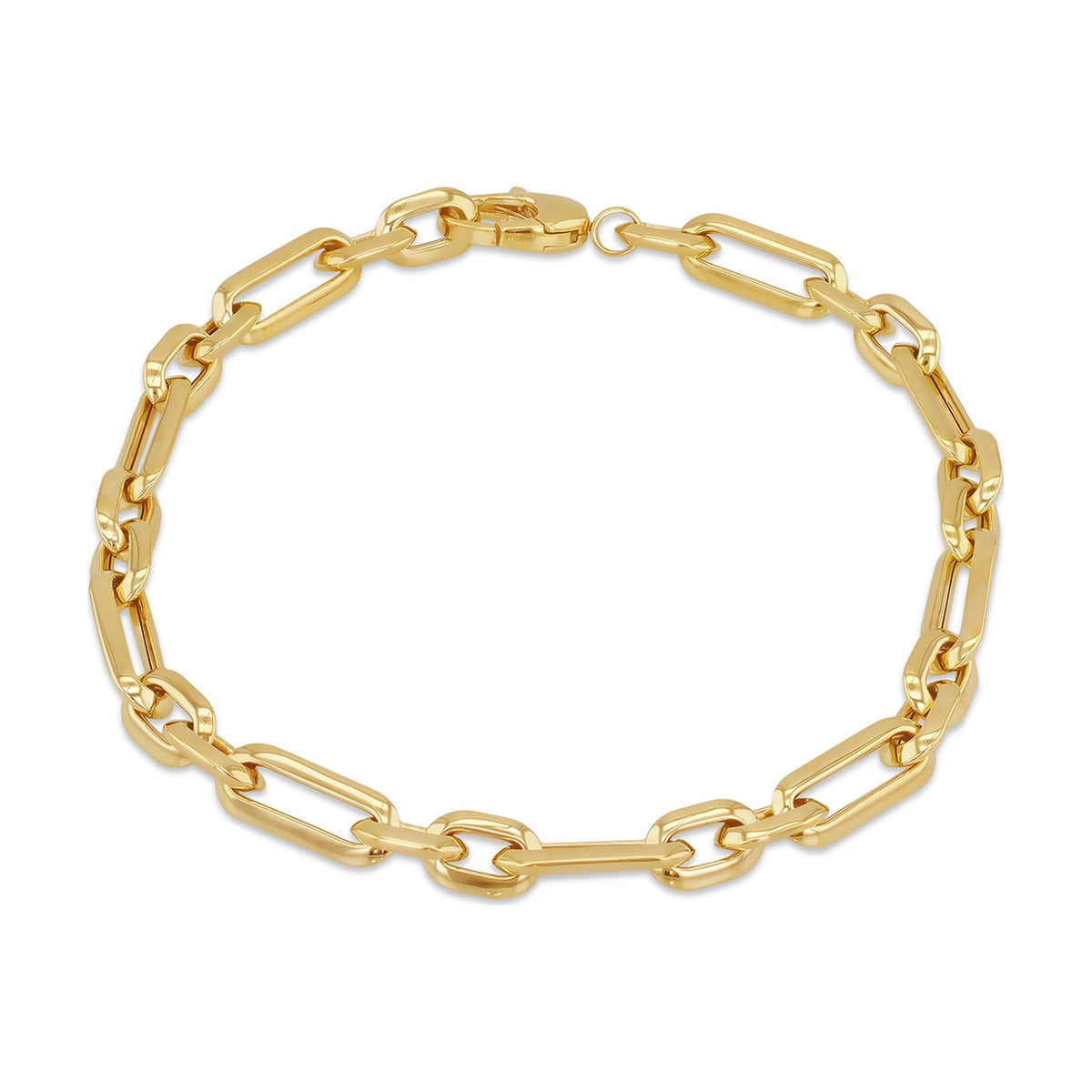 9ct Yellow Gold Long and Short Link Bracelet — 5mm