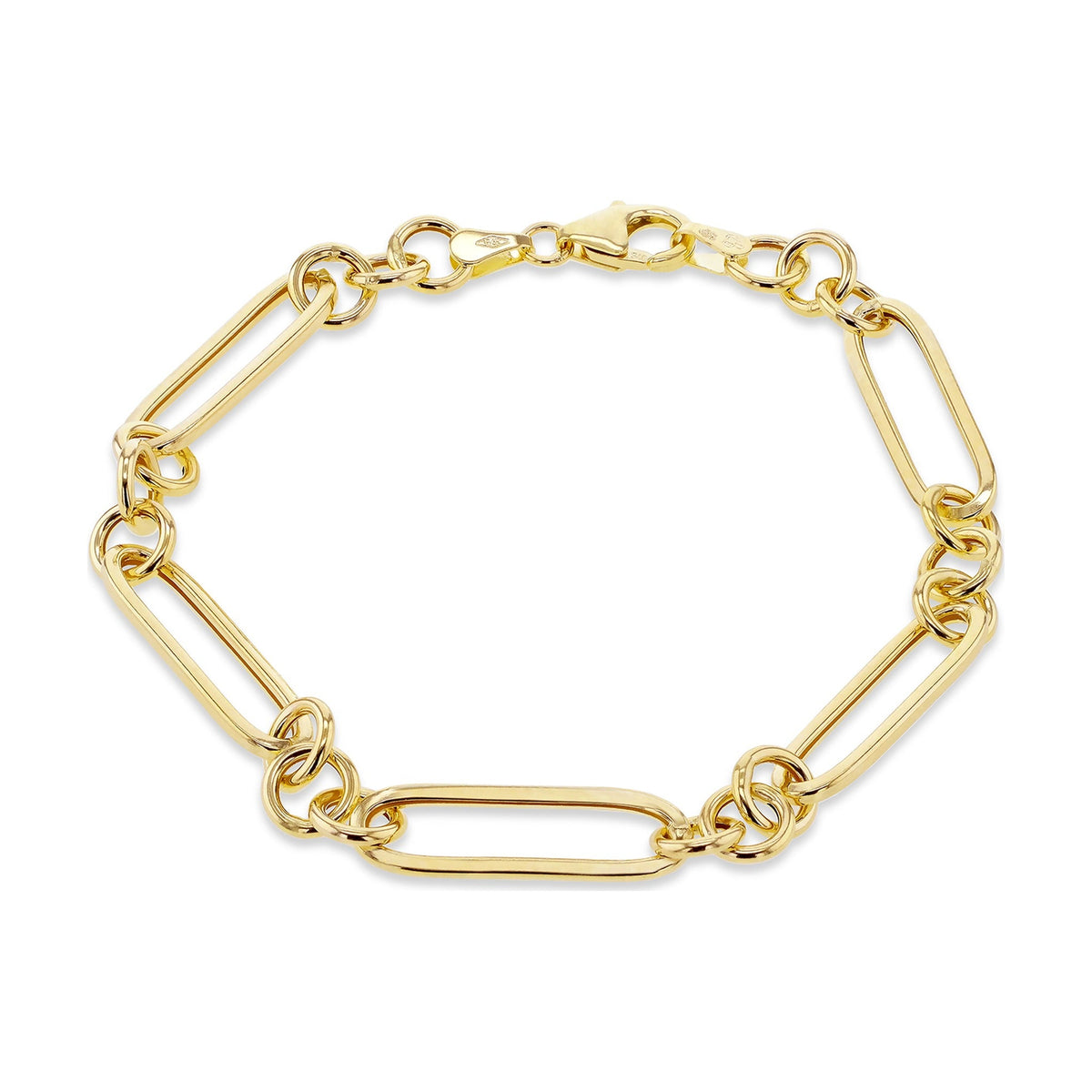 9ct Yellow Gold Long Link and Ring Bracelet