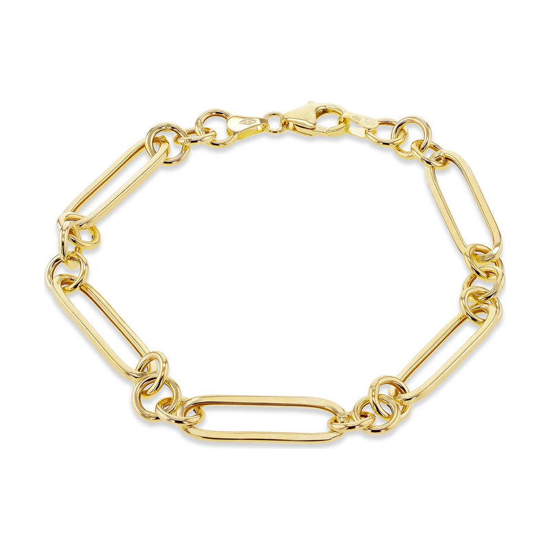 9ct Yellow Gold Long Link and Ring Bracelet