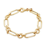 9ct Yellow Gold Long Link and Twisted Ring Bracelet