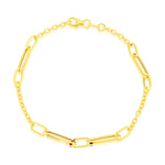 9ct Yellow Gold Long Open Link Station Bracelet