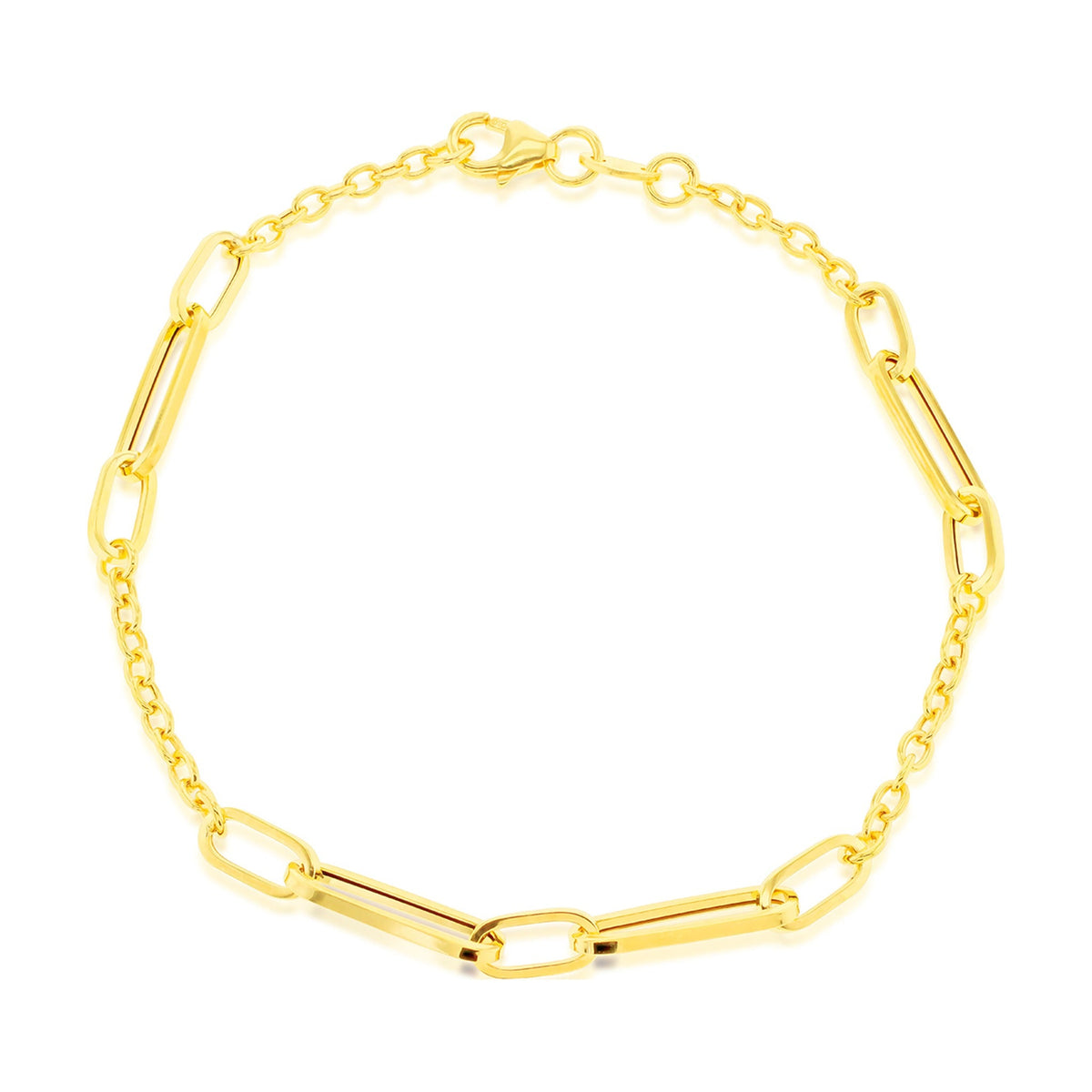 9ct Yellow Gold Long Open Link Station Bracelet