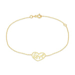 9ct Yellow Gold Love Heart Adjustable Bracelet