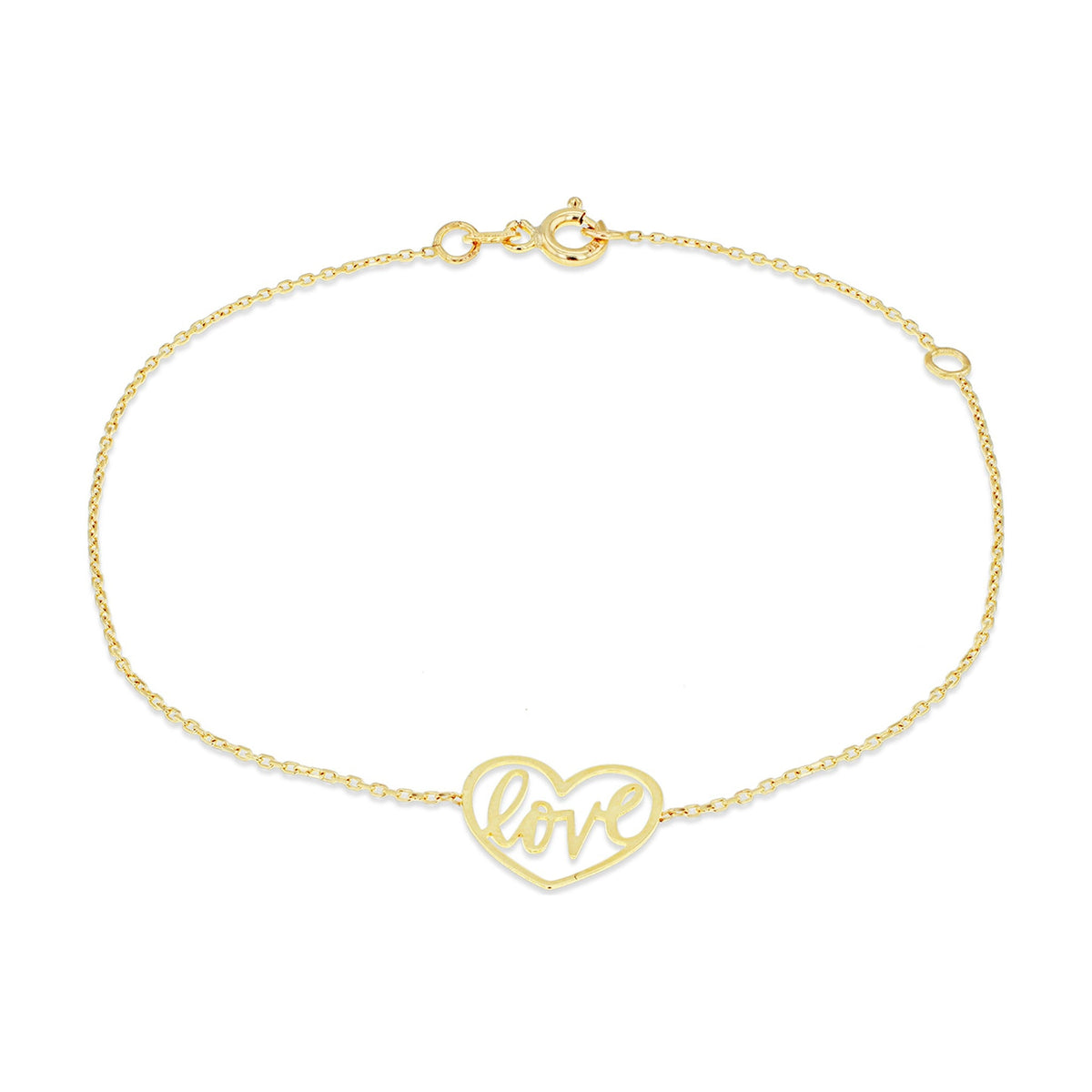 9ct Yellow Gold Love Heart Adjustable Bracelet