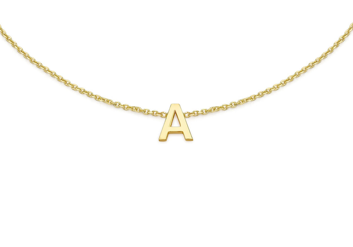 9ct Yellow Gold Mini Initial A Adjustable Bracelet — detail