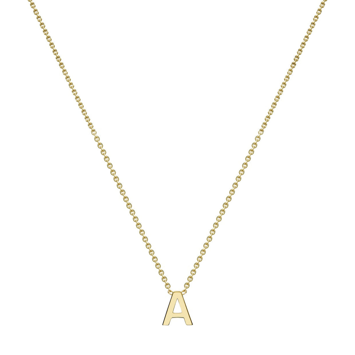 9ct Yellow Gold Mini Initial A Adjustable Necklace — full-length