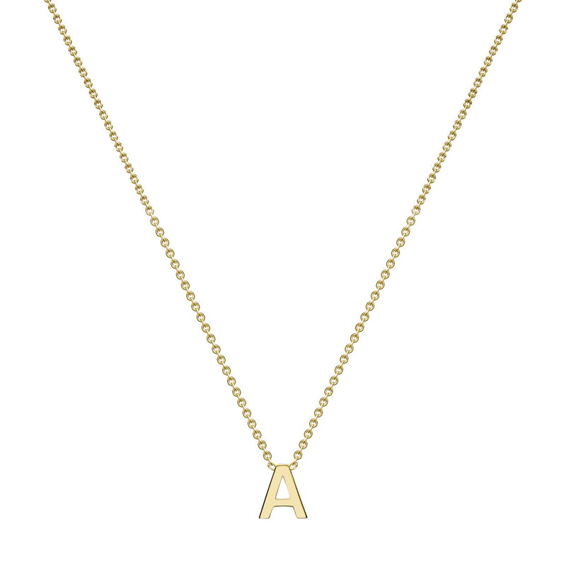 9ct Yellow Gold Mini Initial A Adjustable Necklace — full-length
