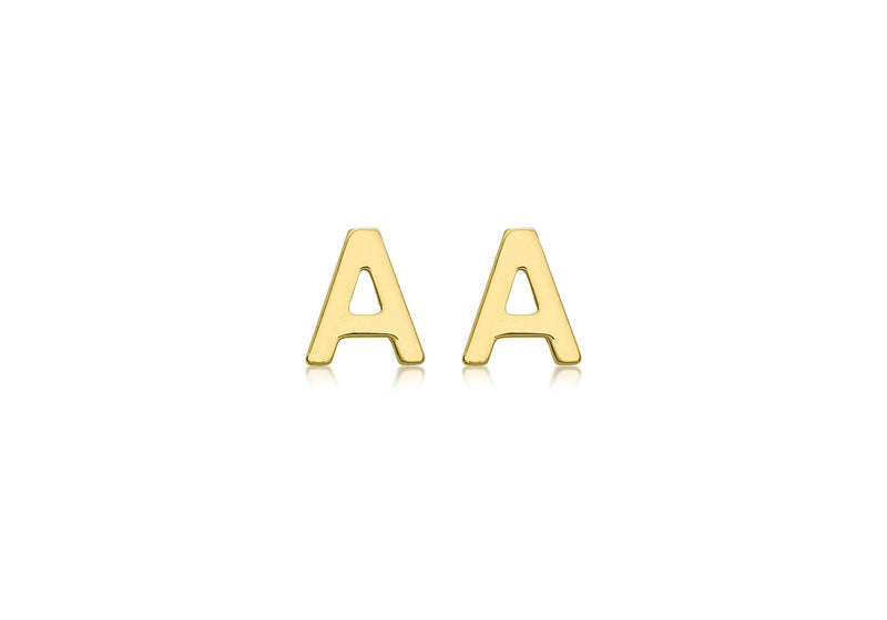 9ct Yellow Gold Mini Initial A Stud Earrings